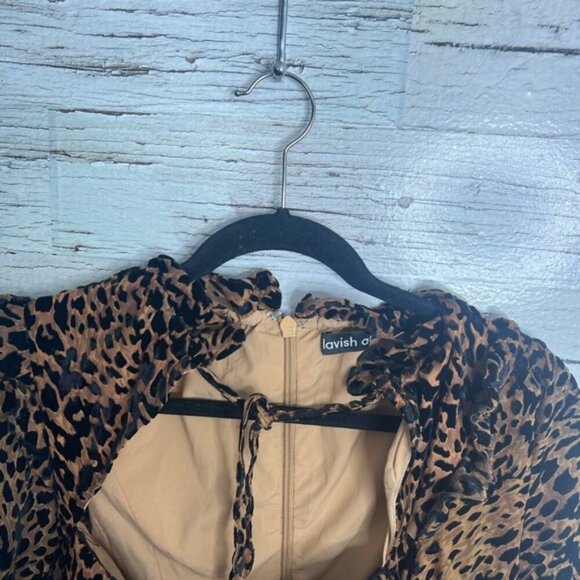 Lavish Alice long sleeve leopard print dress black brown size 2 - Picture 5 of 9